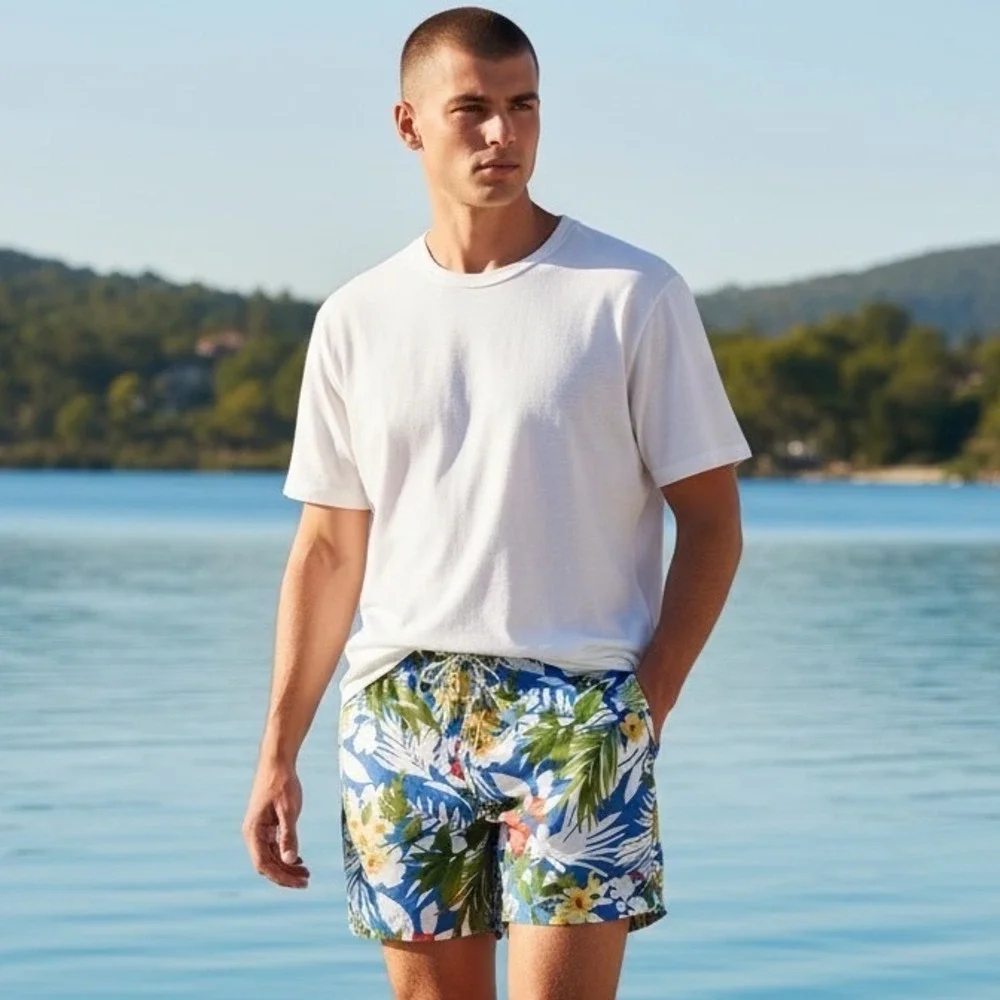 Tommy Bahama Relax Mens 2XB Blue Tropical Floral Hibiscus Swim Trunks 6in Inseam